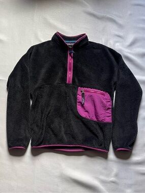 Patagonia Polartec Fleece Jacket Black Purple pink  Zipped Pockets Women’s S